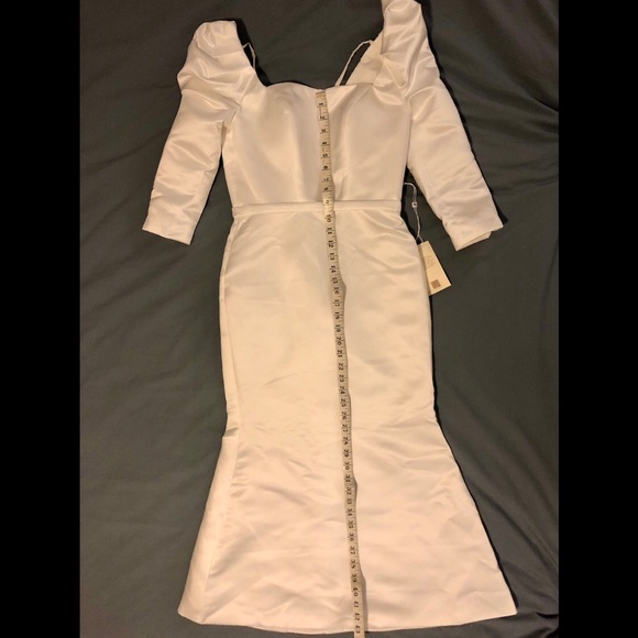 Light in the Box Vintage White Ivory Midi Tea Length Dress Puff Sleeve Size 4 - Picture 10 of 12